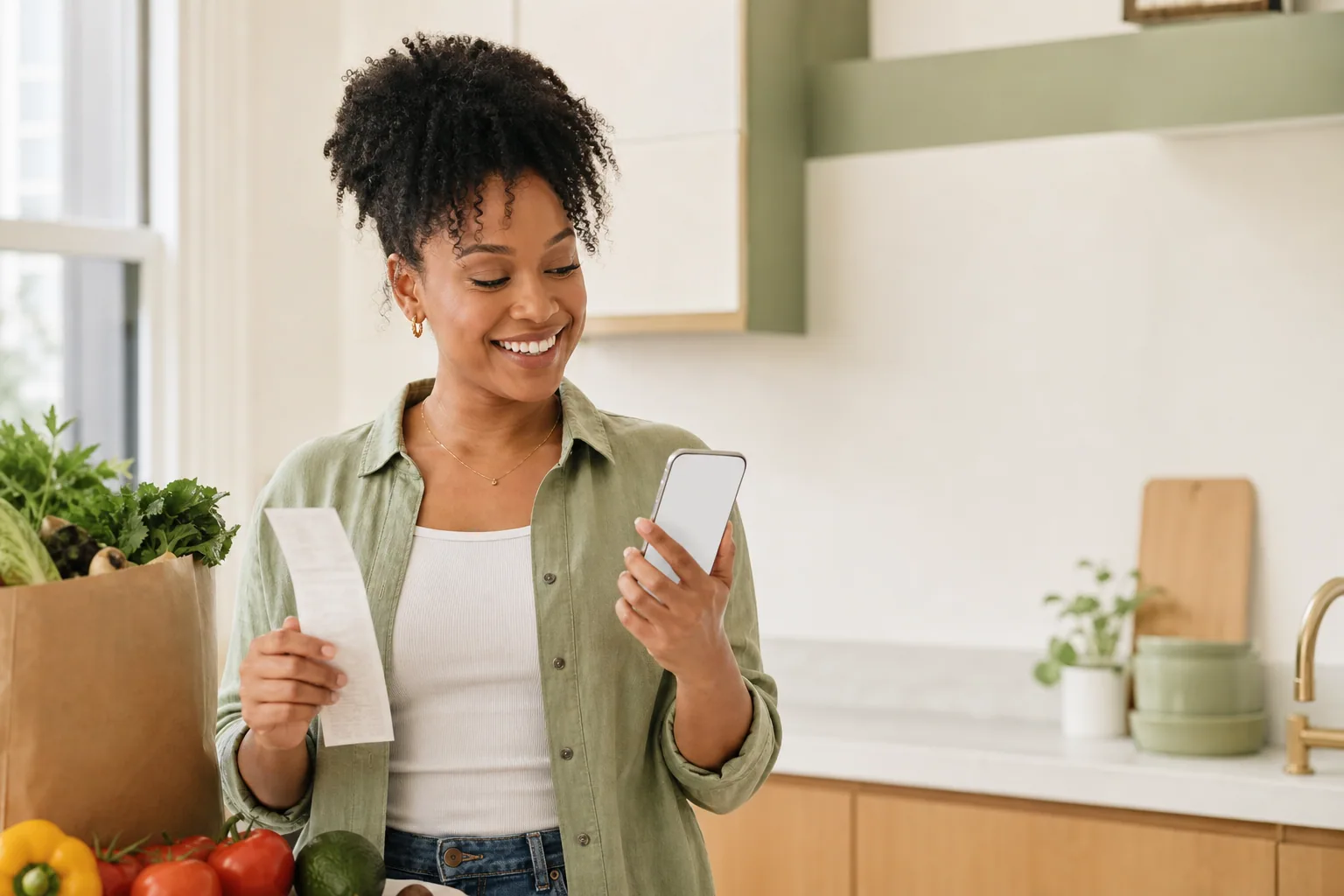 A shopper watching Guac-AI read a receipt