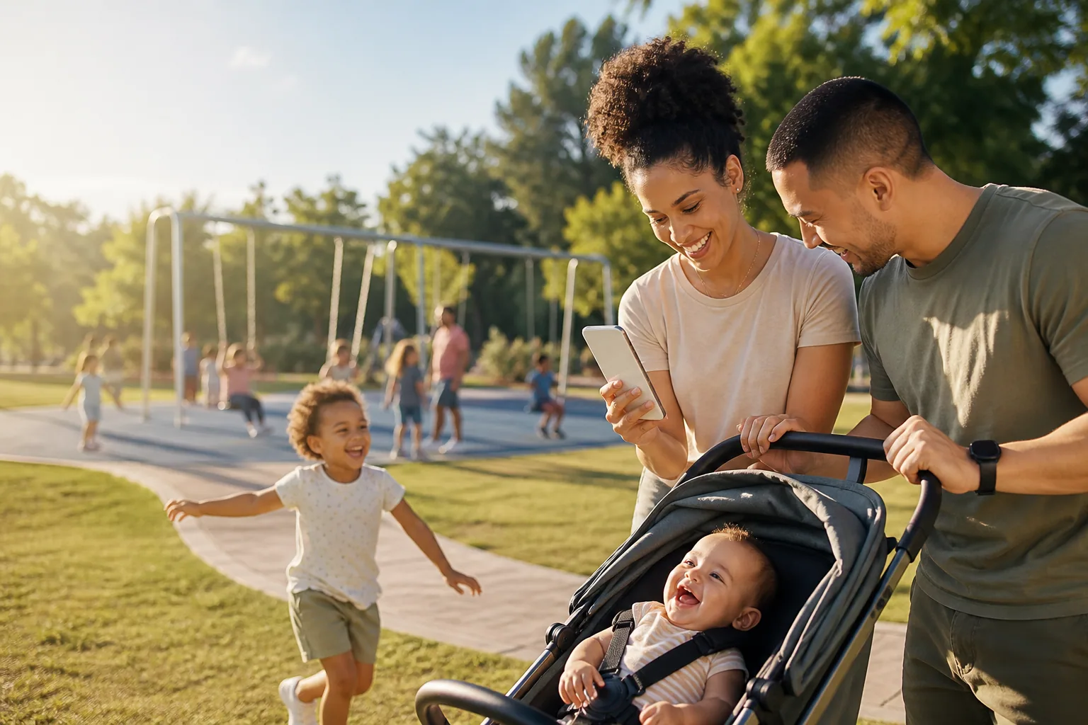 A family enjoying the real-life wins tracked by GuacMoney