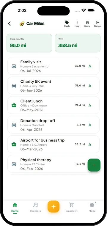 Car Miles — track every drive on the GetGuac app