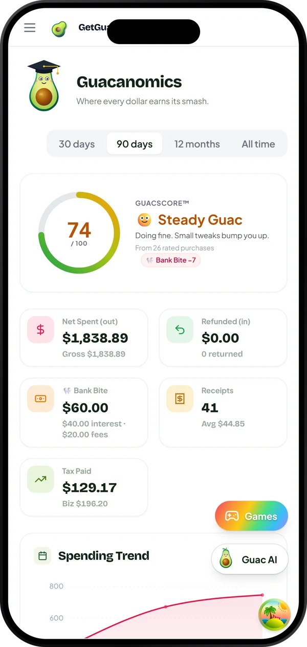 GuacScore inside the real GetGuac app