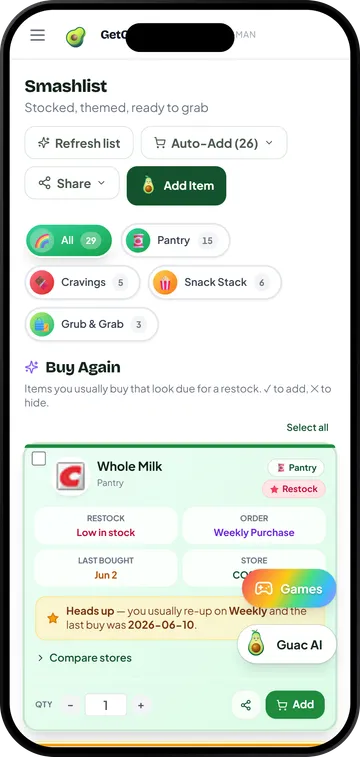 Smashlist — your list writes itself on the GetGuac app