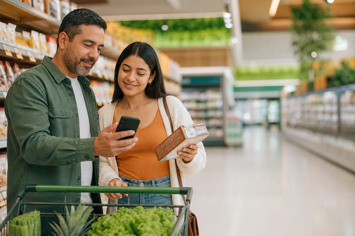A parent and child preparing for a smarter shopping trip