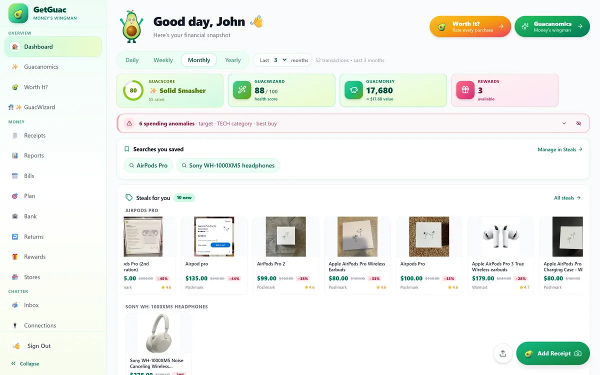 See where it all went on GetGuac web